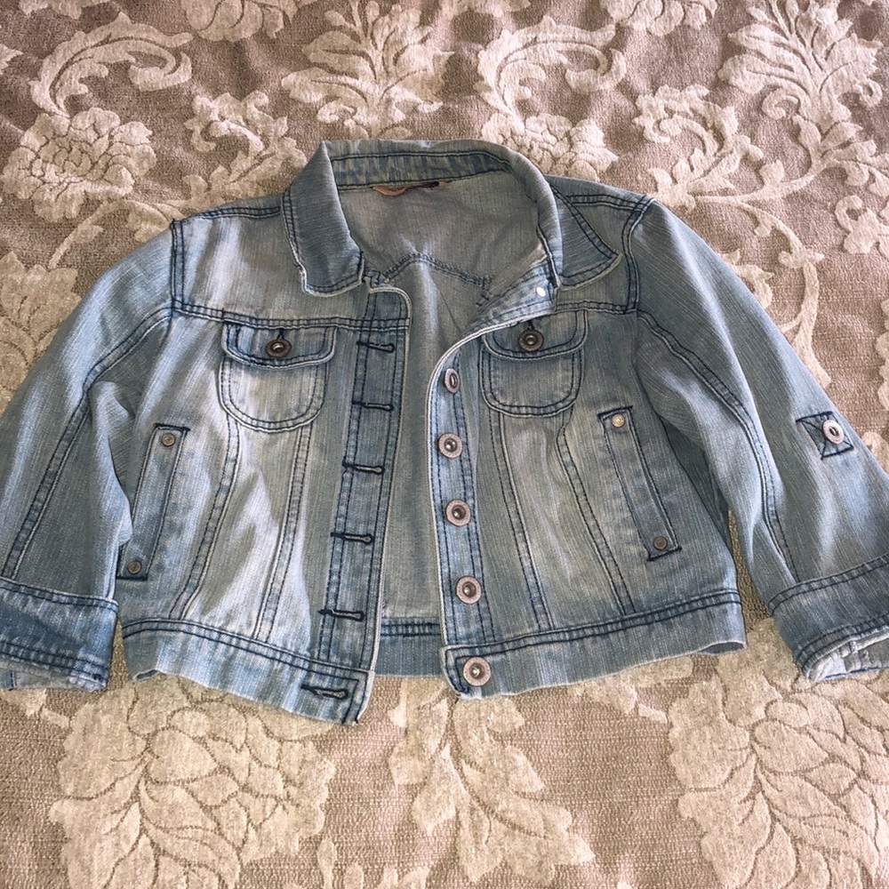Cropped Jean Quarter Sleeve Jacket